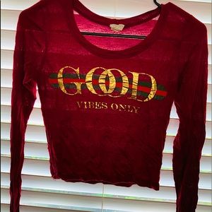 New Square Long Sleeve Good Vibes Only Top